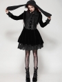Black Gothic Lolita Rabbit Ear Rose Lace Bonnet