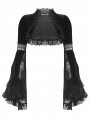 Black Gothic Elegant Velvet Lace Splicing Shrug for Women