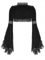 Black Gothic Elegant Velvet Lace Splicing Shrug for Women