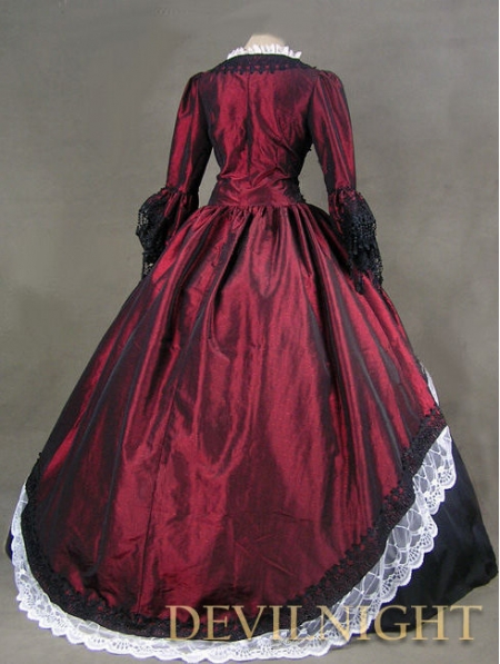 Wine Red and Black Marie Antoinette Masked Ball Victorian Dress ...