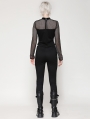 Black Punk Dark Gothic Hollow Out Studded Top for Women