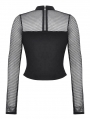 Black Punk Dark Gothic Hollow Out Studded Top for Women