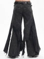 Black Gothic Distressed Punk Rivet Wide Leg Pants for Men