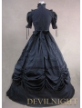 Black High Collar Classic Gothic Victorian Dress