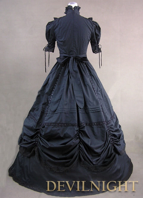 Black High Collar Classic Gothic Victorian Dress Devilnight