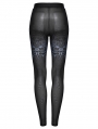 Black Gothic Cyber Skull Gradient Printed Leggings for Women