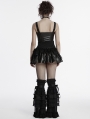Black Decadent Gothic Punk Irregular Splicing Layered Short Skirt