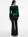 Green Gothic Gradient Velvet Long Sleeve Irregular Shirt for Women