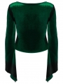 Green Gothic Gradient Velvet Long Sleeve Irregular Shirt for Women