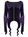 Violet Gothic Gradient Velvet Long Sleeve Irregular Shirt for Women