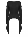 Black Gothic Punk Long Sleeve Irregular T-Shirt for Women