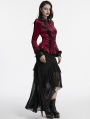 Red Gothic Gradient Velvet Bat Collar Long Sleeve Shirt for Women