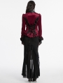 Red Gothic Gradient Velvet Bat Collar Long Sleeve Shirt for Women