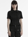 Black and Gray Gothic Punk Military Style Short Sleeve Shirt for Women