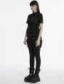 Black and Gray Gothic Punk Military Style Short Sleeve Shirt for Women