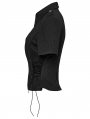 Black and Gray Gothic Punk Military Style Short Sleeve Shirt for Women