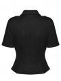 Black and Gray Gothic Punk Military Style Short Sleeve Shirt for Women
