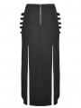 Black Gothic Punk Metal Buckle Slit Long Skirt