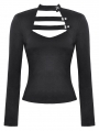 Black Gothic Minimalist Punk Versatile Top for Women