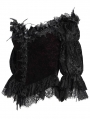 Black and Red Gothic Off-Shoulder Flower Feather Velvet Top for Women