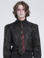 Black and Red Gothic Rose Pattern Cross Necktie for Men