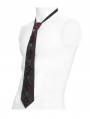 Black and Red Gothic Rose Pattern Cross Necktie for Men
