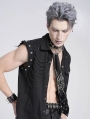 Black Gothic Punk Studded Spider Web Chain Necktie for Men