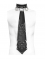 Black Gothic Punk Studded Spider Web Chain Necktie for Men