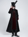 Black and Red Gothic Vintage Double-Breasted Long Velvet Party Coat for Men