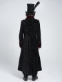 Black and Red Gothic Vintage Double-Breasted Long Velvet Party Coat for Men