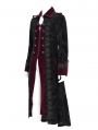 Black and Red Gothic Vintage Double-Breasted Long Velvet Party Coat for Men