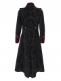 Black and Red Gothic Vintage Double-Breasted Long Velvet Party Coat for Men