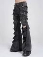 Gray Gothic Punk Decadent Ripped Baggy Wide Leg Pants for Men