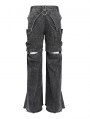 Gray Gothic Punk Decadent Ripped Baggy Wide Leg Pants for Men