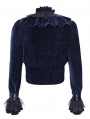 Blue Gothic Vintage Ruffle Trim Deep V-Neck Shirt for Men