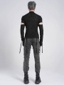 Black Gothic Punk Irregular Cut-Out Long Sleeve T-Shirt for Men