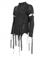 Black Gothic Punk Irregular Cut-Out Long Sleeve T-Shirt for Men