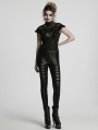 Black Gothic Perspective Lace Appliqued Leggings for Women
