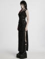 Black Sexy Gothic Embroidered Lace Pattern Side Slit Long Skirt