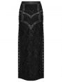 Black Sexy Gothic Embroidered Lace Pattern Side Slit Long Skirt