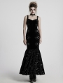 Black Gothic Retro Velvet Embroidered Long Fishtail Party Dress