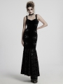 Black Gothic Retro Velvet Embroidered Long Fishtail Party Dress
