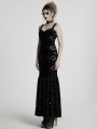 Black Gothic Retro Velvet Embroidered Long Fishtail Party Dress