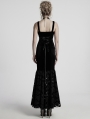 Black Gothic Retro Velvet Embroidered Long Fishtail Party Dress