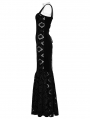 Black Gothic Retro Velvet Embroidered Long Fishtail Party Dress