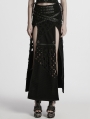 Black Gothic Punk Decadent High Slit Detachable Skirt