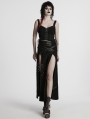 Black Gothic Punk Decadent High Slit Detachable Skirt
