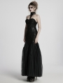 Black Gothic Glamorous Sequin Floral Lace Mermaid Party Dress