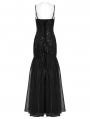 Black Gothic Glamorous Sequin Floral Lace Mermaid Party Dress