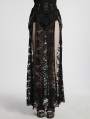 Black Sexy Gothic Lace Split Skirt with Detachable Spiked Chain